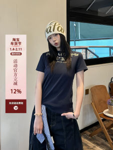 Slim Fit Short Sleeve T-Shirt Womens Style Retro Hot Girl Top American Letter Print Streetwear Cotton Polyester Blend Summer Tee