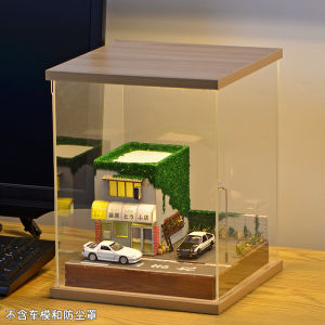 Japanese Style Tofu Shop 1:64 Scale Car Scene Model Handmade Assembly Miniature Street View DIY Material Wooden Puzzle Toy