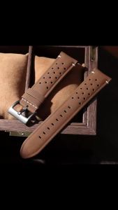 langley | Vintage Matte Leather Watch Straps 18mm 20mm 22mm Racing Leather Band Gray Black Brown Breathable Porous Men Watchband for Seiko