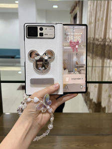 Ultra-Thin Full-Coverage Hinge Compatible Xiaomi MixFold3 Phone Case Cute Mirror Protective Shell with Stand for MixFold2 Fold4