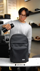 SAOKI - Tas Ransel Pria Waterproof Backpack Kuliah Kerja Laptop Enigma Black
