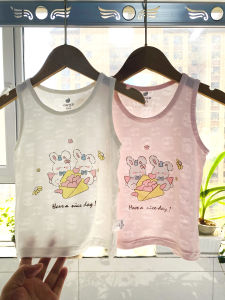 Girls Modal Vest Childrens Underwear Summer Seamless Mesh Backless Tank Top Boys Sleepwear Casual Fabric round Neck Cartoon