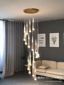 Modern LED Chandeliers Ceiling Light 3 color Hanging Lights Stairway Long Chandelier for Living Room Pendant Lamp Long chandelier high ceiling Modern chandelier for stairway Staircase Chandelier Ceiling Light Center Hanging Lamp for Living Room