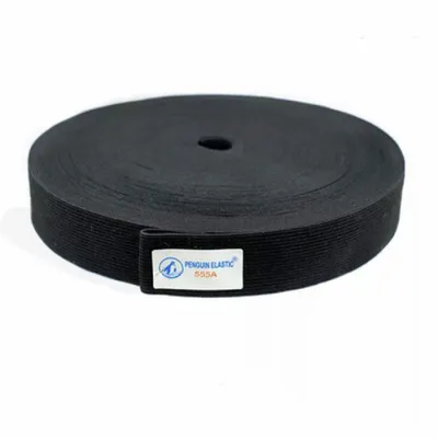 1 Roll Karet Elastis Penguin 3 cm (555A) warna Putih Hitam