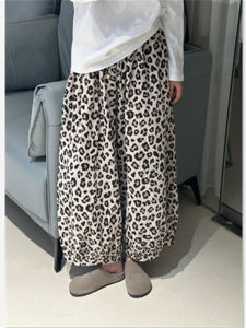 QIAONIAOGE | Japanese Imported Cotton Yarn Baby Level Leopard Print Breathable Casual Mosquito Proof Loose Wide Leg Pants Women Summer Thin