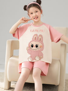 Summer Thin Cotton Pyjamas Short Sleeve Home Clothes Set for Girls Cute Princess Style Pure Cotton Breathable Kids Sleepwear