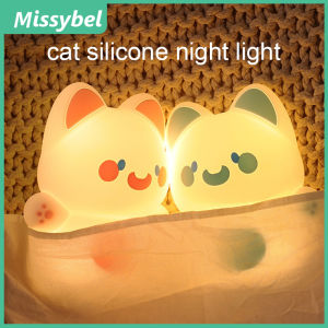 Đèn Ngủ Silicon LED Hình Mèo Dễ Thương Mới Quà Tặng Sinh Nhật Cho Trẻ Em Sạc USB Cảm Ứng Chạm Đèn Bạn Gái Đèn Ngủ Phòng Ngủ Cạnh Giường Chăm Sóc Mắt Mèo Con