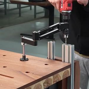 Giá Đỡ Máy Khoan Điện Cầm Tay Bằng Hợp Kim Nhôm Có Khớp Nối Điều Chỉnh Được Dạng Cần Xoay Dùng Cho Việc Khoan Và Taro Gỗ Tự Làm