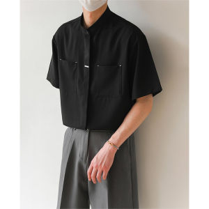 Loose Fit Ice Silk Short Sleeve Shirt Mens Fashionable Korean Style Lightweight Design Youth Popular Summer Shirt Thin Model