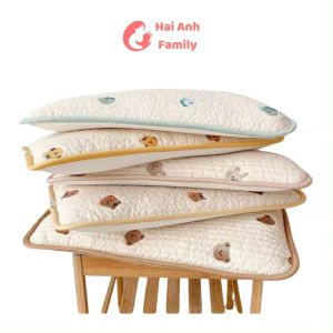 Gối cho bé chần bông cotton phong cách Hàn Quốc thoáng mát thấm hút mồ hôi