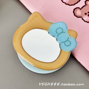 Kitty Cat Design Makeup Mirror Universal Magnetic Absorption Mobile Phone Case Female Style Silicone Material Desk Accessory