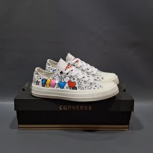 SEPATU CNVRS CT LOW X BTS TATA PUTIH MOTIF KARAKTER 36-40 SNEAKERS CORAK KARTUN