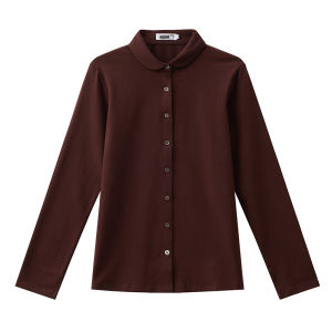 Spring Pure Cotton Long Sleeve Womens Shirt Elastic White Fashionable Large Size Sweet Top Commute Korean Style Straight Cut