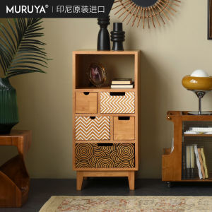 Mu Ruiya Chest of Drawers Scandinavian Drawer Storage Cabinet Living Room Bedroom Small Apartment Minimalist Retro Solid Wood Chest of Drawers