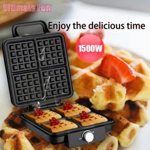 Waffle Makers Heavy Duty Electric Waffle Maker 1500W Temperature Adjustable Nonstick Large Waffle Maker Machine Sandwich Pancake Bread Home Appliances Breakfast Machine Toaster