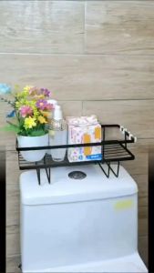 Bathroom Above The Toilet Rack Toilet Wall Hanging Shelf Multi-function Punch-free Vanity Toilet Storage Shelf