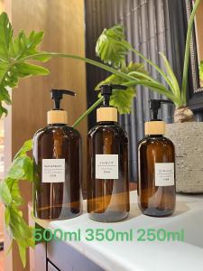 Nordic Style Large Capacity 500ml/350ml Bamboo Pump Hair Shampoo And Conditioner Hotel Beauty Salon Transparent High End