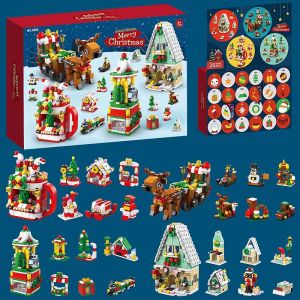 Christmas Countdown Calendar Blind Box Building Block Set Toys Christmas Countdown Gift Box Gift Boys and Girls Cave Music