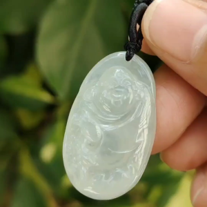 Wood Element Jade Buddha - Growth & Compassion Carved in Stone (Sku: pendant423)