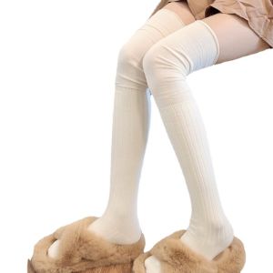 Suomi 1Pair Women Thick Cotton Long Girls Long Tube School Socks Black/White/Gray