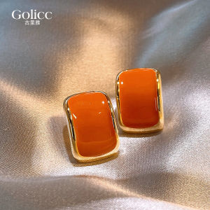 Retro Beauty Block Ear Studs Womens New Style 2025 Luxury Elegant Unique Geometric Pattern Hoops Fresh out Fashion Jewelry