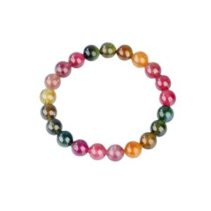 Rainbow Candy Tourmaline Bracelet Womens Single Circle Gemstone Multi-Color Hand Bracelet Fashion Jewelry Accessory