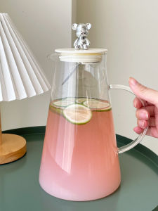 Heat Resistant Cold Water Jug Hot Water Glass Pot Large Capacity Water Storage Kettle For Home Cold Boiled Water Water Bottle Restaurant Drinks Jug