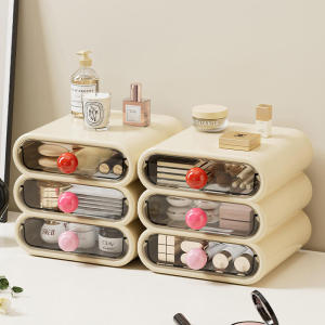3 Layers Cosmetics Storage Box Cosmetic Display Cases Multifunctional Makeup Organizer with Drawers for Vanity