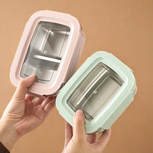 WORTHBUY 304 Stainless Steel Divided Bento Lunch Box With Detachable Lid Student Portable Large Capacity Sealed Lunch Container