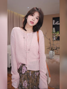 Spring Summer Thin Knitted Sparkling Sequin Womens Open Cardigan Long Sleeve V-neck Regular Fit Bats Wing Sleeve Fashionable