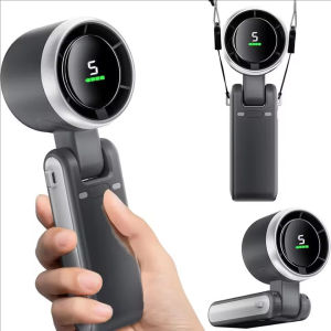 3-in-1 Turbo Fan 5-speed Adjustable USB Charging Handheld Fan with Neck Strap Foldable Desktop Fan Travel Mini Fan