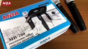 WEMICGLOBALSOUND ไมโครโฟนไร้สาย MBA รุ่น MB-760 ปรับคลื่นความถี่ได้ ดูดเสียงดี ไมค์ลอยคู่ คลื่นUHFแท้100% ไมค์ร้องเพลง รับสัญญาณได้ไกลถึง50เมตร ชุุดไมค์ลอย2ตัว
