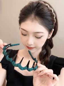 French Fabric Toothed Hairband Womens New 2024 Anti-slip Crushable Headband High Forehead Hair Clip Fashionable Hair Accessories