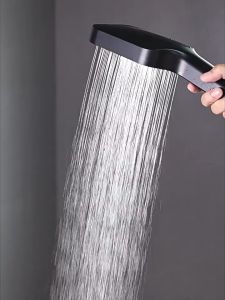 ฝักบัว (ทรงเหลี่ยม) ฝักบัวอาบน้ำ ปรับได้7โหมด สีดำ หัวต่อสายแบบสากล