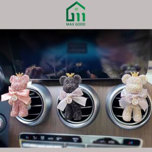 Sáp thơm cài cửa gió ô tô hình gấu đính đá phối nơ cute đẹp mắt và sang chảnh phụ kiện trang trí ô tô