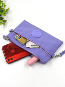 Fashionable Minimalist Cloth Art Phone Bag Thin Double Layer Zipper Coin Purse Horizontal Versatile Handheld Small Bag for Women