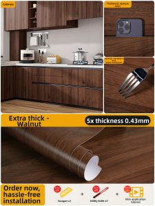 Waterproof Self-Adhesive Black Walnut Wood Grain Decorative Film