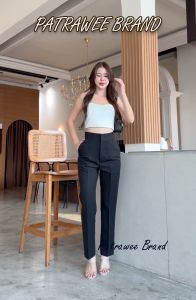 P41 กางเกงกระบอกเล็กทรงบอย เก็บพุง ทรงสวย กระบอกเล็ก กางเกงใส่ทำงานผู้หญิงเอวสูงทรงขากระบอกเล็ก ผ้าลิลลี่พรีเมี่ยม