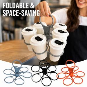 6-Cup Foldable Beverage Carrier Portable Drink Holder For Office Coffee Delivery Picnic Party Stable Reusable Cup Tray Organizer