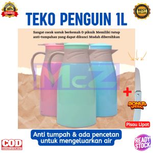Teko Penguin 1 Liter Stainless Steel plus Bonus Pisau Lipat - Termos Penahan Panas