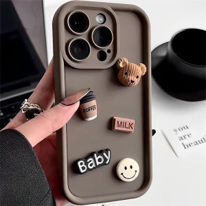 CrashStar With Cartoon Stickers Skin-friendly Soft Silicone Phone Case For iPhone 15 14 Pro Max Plus 13 12 11 Pro Max Shockproof Cute Phone Casing Cover With Full Cover Lens Camera Protection