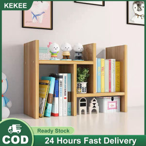 KEKEE Multipurpose Portable Bookshelf Wood Desktop Storage Rack Adjustable expandable Shelf Organizer Office Table Rack space saver counter organiser Rak buku桌面收纳架