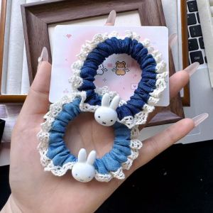 Măng Non Miffy Rabbit Hair Ties Sweet Lace Trim Hair Bands Simple Bé Gái High Value Cute Hair Ties Fresh out Fashion Accessories