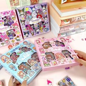 100 PCS Sheet MELODY LIMITED Sanrio Characters Purple BOX Cute Journal Scrapbook DIY Material Sticker Set