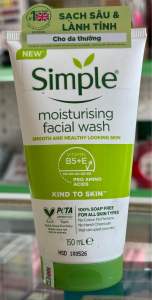 Gel Rửa Mặt Simple Dịu Nhẹ Cho Da Nhạy Cảm Cho da thườngcho da mụn NL155 Kind To Skin Refreshing Facial Wash 150ml