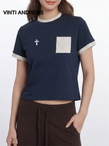 Color Block Loose Shoulders Short Sleeve T-shirt