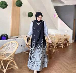 Ready stok - dress couple pasangan - baju tenun couple - dress rahayu couple