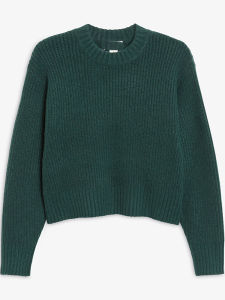 เสื้อสเวตเตอร์คอวีแขนยาวหลวมๆ สีพื้น อบอุ่นสบายๆ สำหรับฤดูหนาว สำหรับผู้หญิง ผ้าผสมอะคริลิก อะซิเตท อะซิเตท คอตตอน