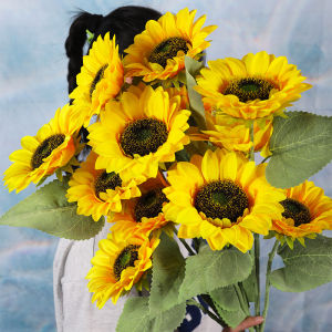 Bó Hoa Hướng Dương Giả Bằng Vải Lụa Trang Trí Nhà Khách Sạn Phòng Khách Bàn Trang Trí Đồ Trang Trí Nhỏ Đồ Trang Trí Không Có Mùi