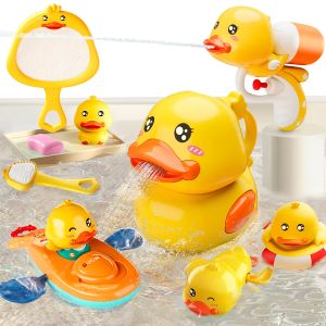 Baby bath toy Yellow Duck bath toy Bath net fishing toy baby bath toy rubber duck bath toy age 18 months 2 3 45 years old 9 sets